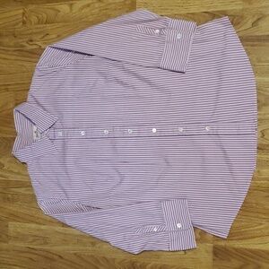 J Crew Haberdashery 3/4 Sleeve Button Down Shirt Striped Womens Size L
